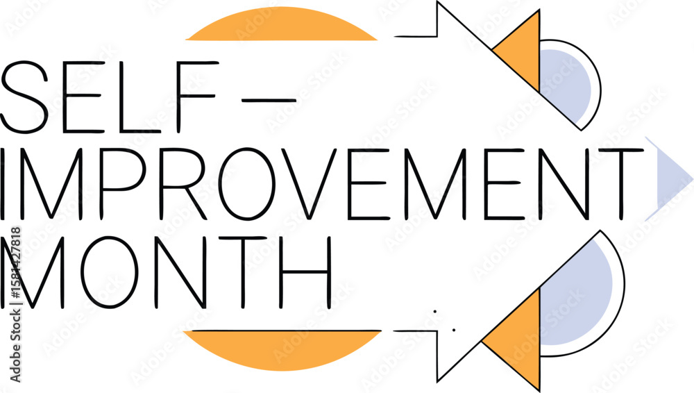 Poster geometric abstract design for self improvement month featuring bold colors and clean lines suitable 