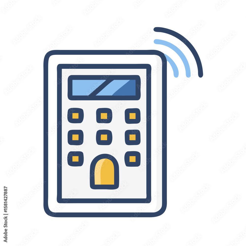 Poster wireless security system keypad icon with display and number pad vector