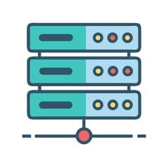 Colorful Server Rack Illustration for Data Storage and Networking