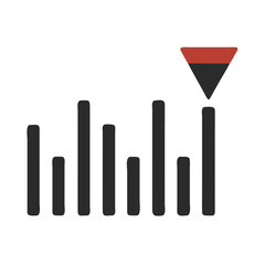 Abstract financial growth chart showing an upward trend, minimalist vector icon.