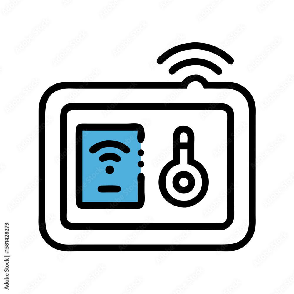 Aufkleber tablet with wifi icon for wireless communication and internet access