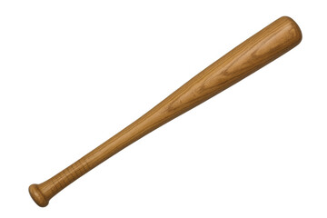 Vintage wooden baseball bat positioned diagonally, capturing athletic spirit against clean white backdrop