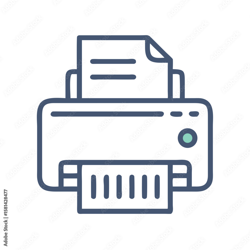 Poster modern line art printer icon on black background for web and print