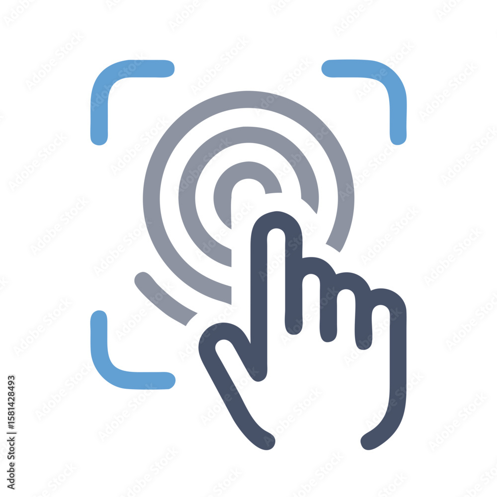 Poster fingerprint scan icon - authentication, security, biometrics, and data protection