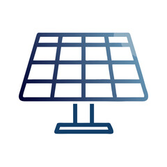 Isolated blue outline solar panel illustration on black background, renewable energy concept