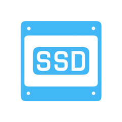 Blue SSD Solid State Drive Icon Illustration Isolated on Black Background