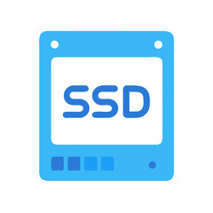 Blue Solid State Drive (SSD) Cartoon Illustration on Black Background