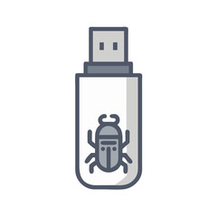 Infected USB Drive Icon: Computer Virus, Malware, Data Security Risk