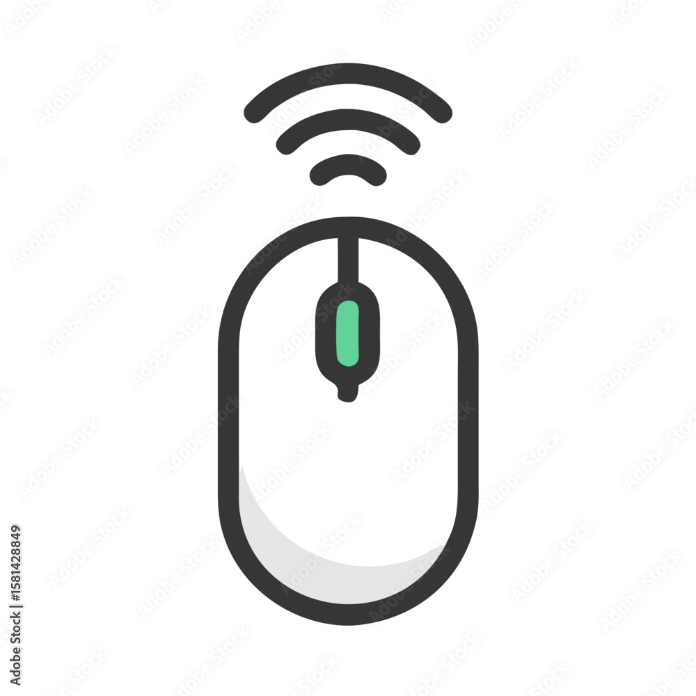 Poster wireless mouse vector icon illustration on black background - computer peripheral