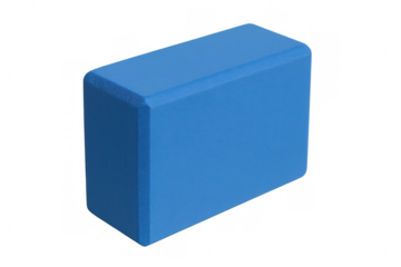 Light blue yoga block isolated on transparent background, ideal for supporting and deepening poses in yoga, pilates, and fitness routines