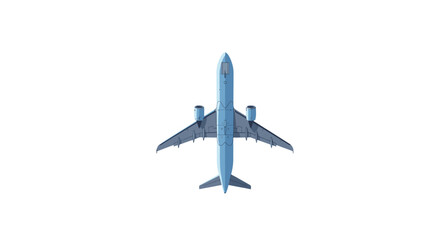Top-Down View of a Light Blue Passenger Airplane with Twin Engines.