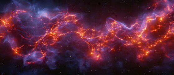 Swirling cosmic light trails with radiant nodes in space