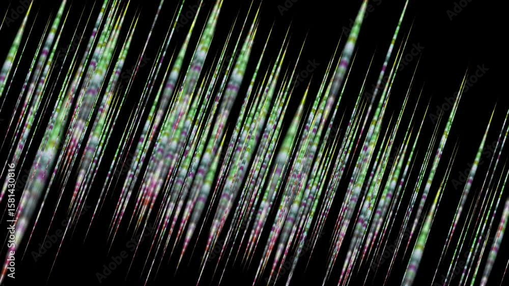 Poster fantastic video animation with stripe objects in slow motion, 4096x2304 loop 4k