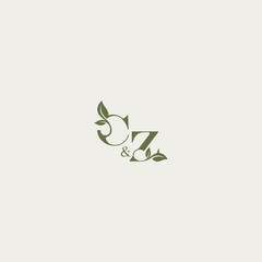 bold initial concept luxury wedding monogram design CZ organic leaf logo letter