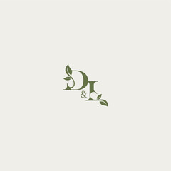 bold initial concept luxury wedding monogram design DI organic leaf logo letter