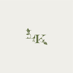 bold initial concept luxury wedding monogram design LK organic leaf logo letter