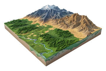 Cross section of diverse terrain isolated on transparent background
