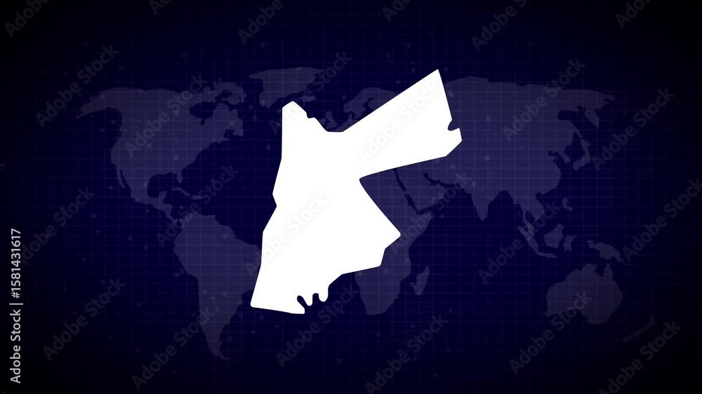 Poster jordan map futuristic jordanian country shape connected global map with blue gradient background