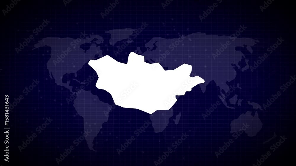 Aufkleber mongolia map futuristic mongolian country shape connected global map with blue gradient background