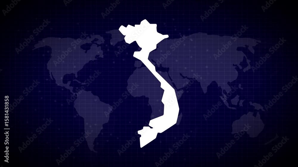 Poster vietnam map futuristic vietnamese country shape connected global map with blue gradient background