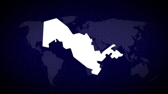 Uzbekistan map Uzbek country shape connected global map with blue gradient background