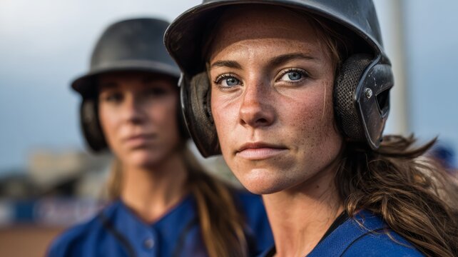 Determined female athlete in helmet; focus on resilience and the spirit of competition.