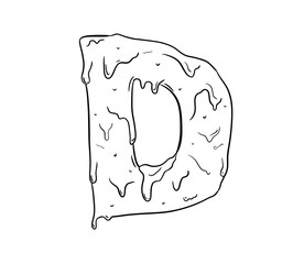 d letter slime style digital drawing illustration white background