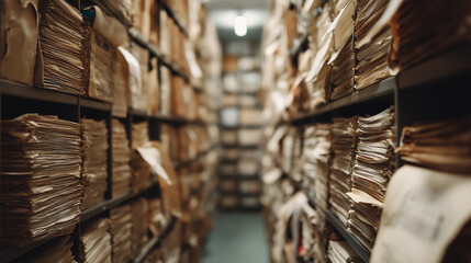 Obraz premium Office Workers Organizing Archives in a Spacious Filing Room