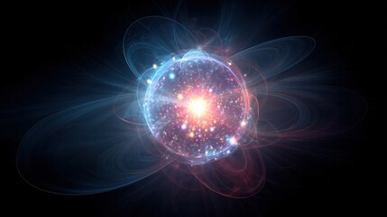 Naklejka premium Glowing Orb with Radiant Energy and Light Trails