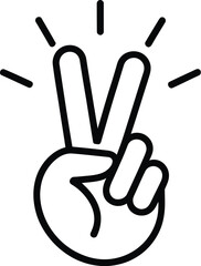 Obraz premium A hand gesture showing peace, victory, or number two in a minimalist line art style.