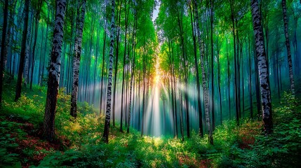 Obraz premium Forest with Sunlight