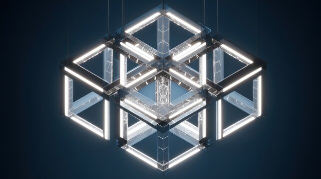 Geometric Light Sculpture in Optical Illusion Form