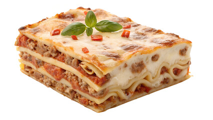 Layered Baked Pasta Dish with Meat, Cheese, and Garnished Topping



