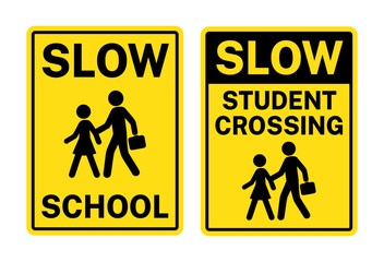 Student Crossing and School Zone Signs – Child Safety Traffic Sign Vector Set