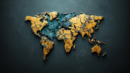 A dramatic depiction of the Earth shattered into fragments, symbolizing global chaos, division, and conflict. Dark tones and cracks emphasize instability, crisis, and a fractured world order.

