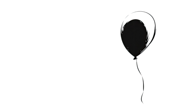 Minimalist black and white balloon with simple clean design and elegant aesthetic isolated on white background