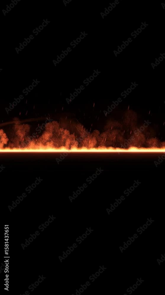 Aufkleber fiery light beam with sparking particles and glowing embers on a black background abstract animation