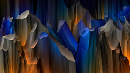 Abstract 3D Waves in Gradient Blue and Green Tones