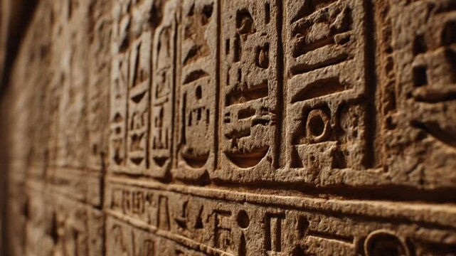 Close-up footage of hieroglyphs on a temple wall 4K Videos