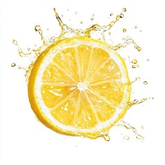 Fresh Lemon Juice Splash in Macro Photography