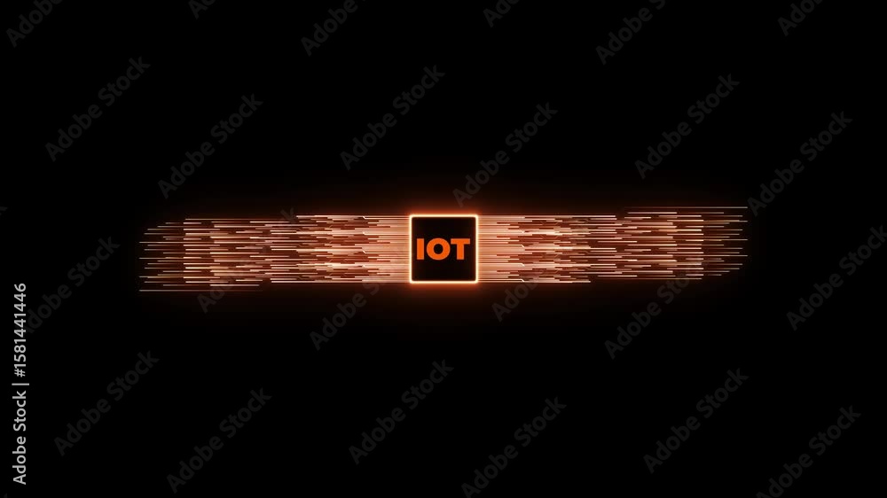 Poster iot technology presents a glowing ai microchip.internet of things digital chip circuit board glowing