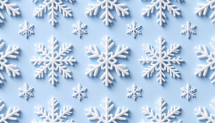 Winter snowflake pattern on light blue