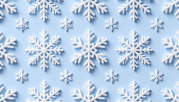 Winter snowflake pattern on light blue