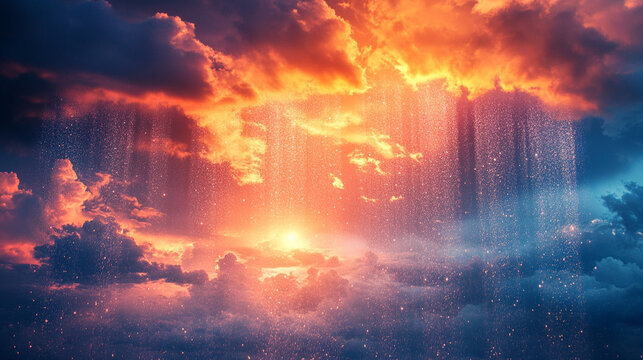 Modern weather forecast background banner featuring dynamic weather icons, soft gradients, and digital elements. Clean design ideal for meteorology, news, or app interfaces. Space for text overlay.