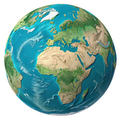 Fototapeta premium Detailed earth view isolated on transparent background