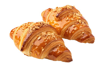 Two croissants isolated on transparent background