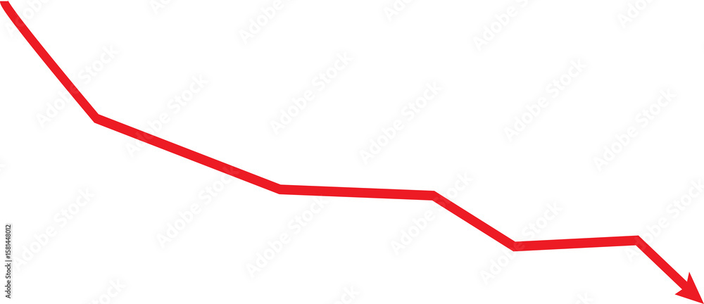Poster red arrow graph showing a sharp decline