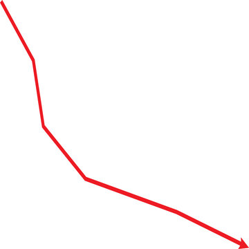 Red arrow pointing downwards on a white background