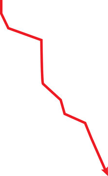 Red arrow pointing downwards indicating a decline