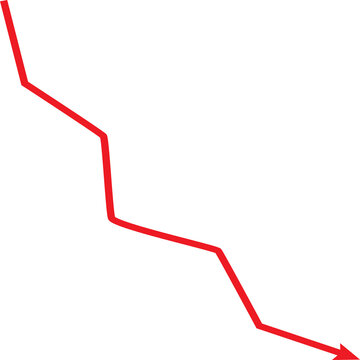 Red arrow pointing downwards indicating decline